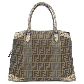 Fendi Beige Coated Canvas Handbag 8BL096 WD4 Beige