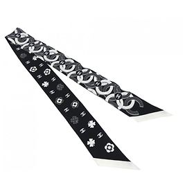 Chanel Silk Hairband Black Blue Cream Black Blue Cream