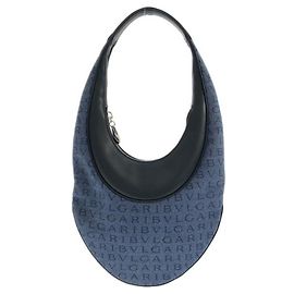 Bulgari Bolsa de ombro Bvlgari em denim azul e couro Azul