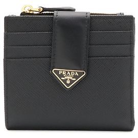 Portefeuille compact Prada Triangle Noir