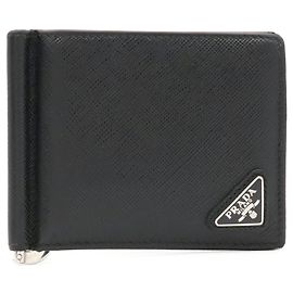 Prada Triangle Bi-fold Geldbörse mit Geldclip Schwarz