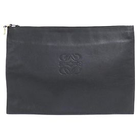 Sac à main Loewe en cuir noir avec finitions dorées Noir