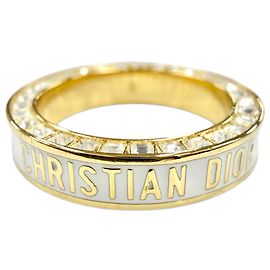 Dior Gold Gold Plated Strass and Lacquer Night Code Band Ring Golden