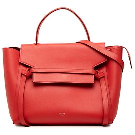 Céline Celine Mini Bolsa de Cintura em Pele de Bezerro Grão Vermelha Vermelho