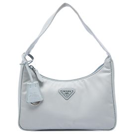 Bolsa de Ombro Prada Mini Tessuto Re Edition 2000 Cinza Marrom
