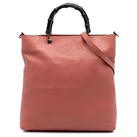 Saco Tote Gucci Bamboo Shopper em couro de bezerro rosa tall Rosa