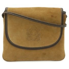 Sac à épaule Pochette en daim Loewe Kaki Marron foncé