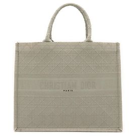 Christian Dior Gray Canvas Book Tote Brown