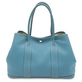 Hermès Sac Cabas HERMES Garden PM Bleu clair