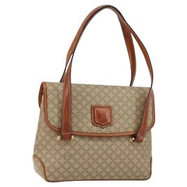 Céline Celine Vintage Macadam Canvas and Leather Beige