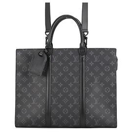 Louis Vuitton Monogram Eclipse Sac Plat Horizontal Zip Tote Bag Noir