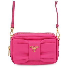 Bolsa de Ombro Prada Ribbon em nylon e couro Rosa