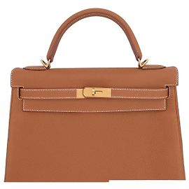 Hermès Hermes Kelly 32 Handtasche aus Togo Leder Gold Golden