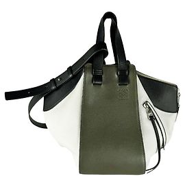 Borsa a tracolla in pelle Loewe Hammock Nero Bianco Cachi