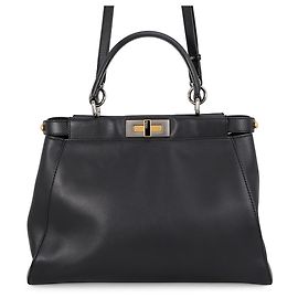 Fendi Peekaboo Regular Lederhandtasche Schwarz