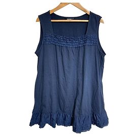 Autre Marque Top sem mangas com folhos em lawn PINK HOUSE Azul Azul marinho