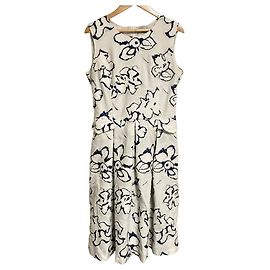 Autre Marque Vestido bordado NEMIKA Blanco Blanco roto Azul marino