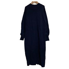 Autre Marque Robe Simplicite High Neck Bleu Bleu Marine