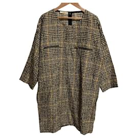 Céline Celine Silk Mini Dress Brown Black Beige Yellow
