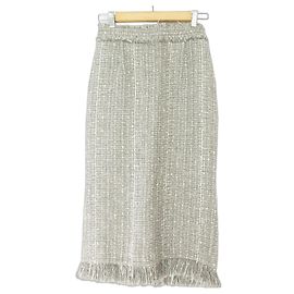 Autre Marque Saia longa de tweed com franjas United Arrows Marrom