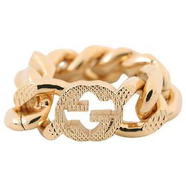 Gucci GG Chain Metal Ring, Size 5 Other