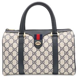 GUCCI Old GG Plus Sherry Line Handtasche Beige Marineblau