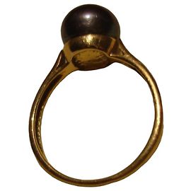 Autre Marque Gelbgoldring mit schwarzer Perle Schwarz Gelb