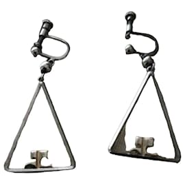 Courreges Triangular drop earrings in silver and gold Silvery Golden