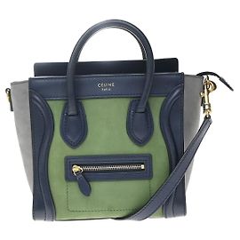 Céline Celine Tricolor Luggage Leather Micro Vert
