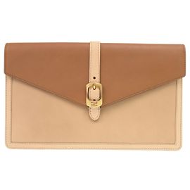 Pochette à rabat en cuir Fendi Marron Beige