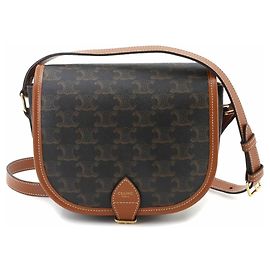 Céline Sac à main épaule Celine Triomphe Medium Folco Marron