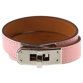 Hermès Hermes Kelly Double Tour Armband Silber Pink