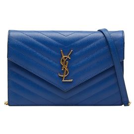 Bolsa de Ombro com Corrente Saint Laurent Cassandra Envelope Azul