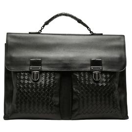 Bottega Veneta Black Leather Briefcase Black