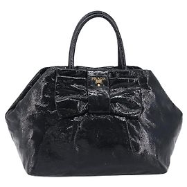 Prada Bow Top handle Patent leather Noir