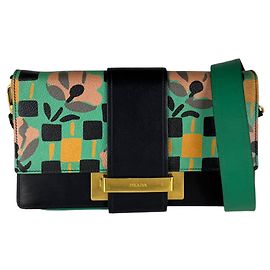 Sac à épaule Prada en cuir noir et vert Noir Vert