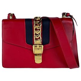 Borsa a tracolla in pelle Gucci Sylvie Rosso