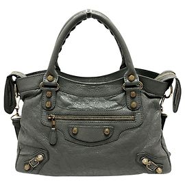 Bolsa 2-Way em couro cinza Balenciaga Marrom