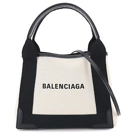 Balenciaga Navy Cabas XS Tote Handbag Black White