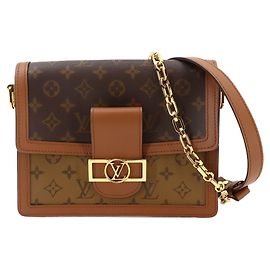 Bolso de hombro Louis Vuitton Monogram Reverse Dauphine MM Castaño Monograma