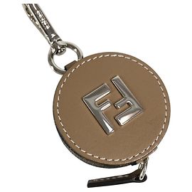 Porte-clés en cuir Fendi Zucca FF Logo Marron