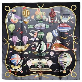 Hermès Lenço Hermes Carre 90 LES FOLIES DU CIEL Preto Multicor