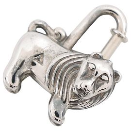 Hermès Hermes Cadena Lion Africa 1997 Metal Charm Argento