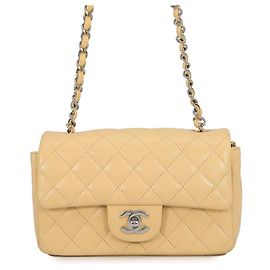 Chanel Matelassé Mini Flap Handbag Beige