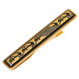 Hermès Prendedor de gravata Hermes em esmalte Cloisonné com logótipo de âncora Preto Dourado