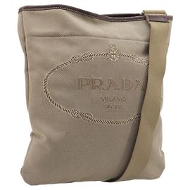 Borsa a tracolla PRADA in jacquard Canvas Silver Beige Auth fm5453 Argento Beige