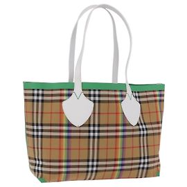 BURBERRY Nova Check Tote Bag Canvas Beige Auth ka5820V Beige