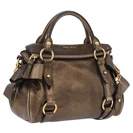 Miu Miu Handtasche Vitellolux 2way Gold Auth 199156V Golden