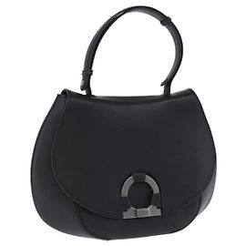 Borsa Salvatore Ferragamo Gancini in pelle nera e argento Auth BA15316A Nero Argento