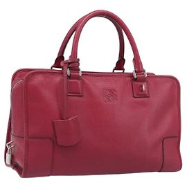 LOEWE Amazona 36 Handtasche aus Leder Rot Silber Auth 198687V Silber Rot